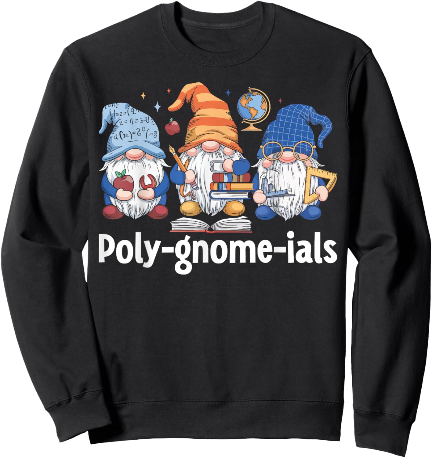 Poly-gnome-ials Gnomes Math Algebra Humor STEM Teacher Sweatshirt - Sweatshirt | Black