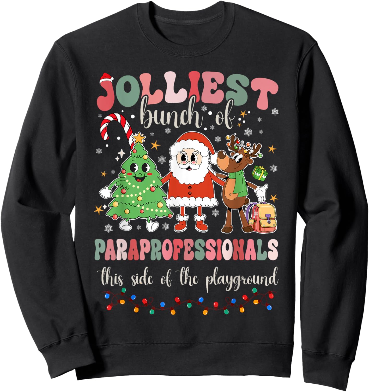 This Side Of The Playground Cute Merry Paras Sweatshirt - Sweatshirt | Black