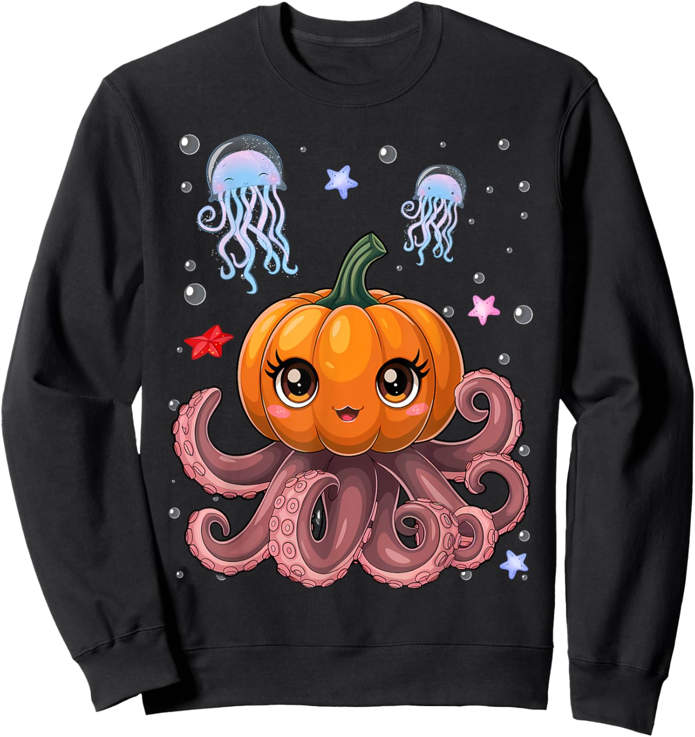 Vintage Octopus Pumpkin Lazy Halloween Party Costume Kids Sweatshirt - Sweatshirt | Black