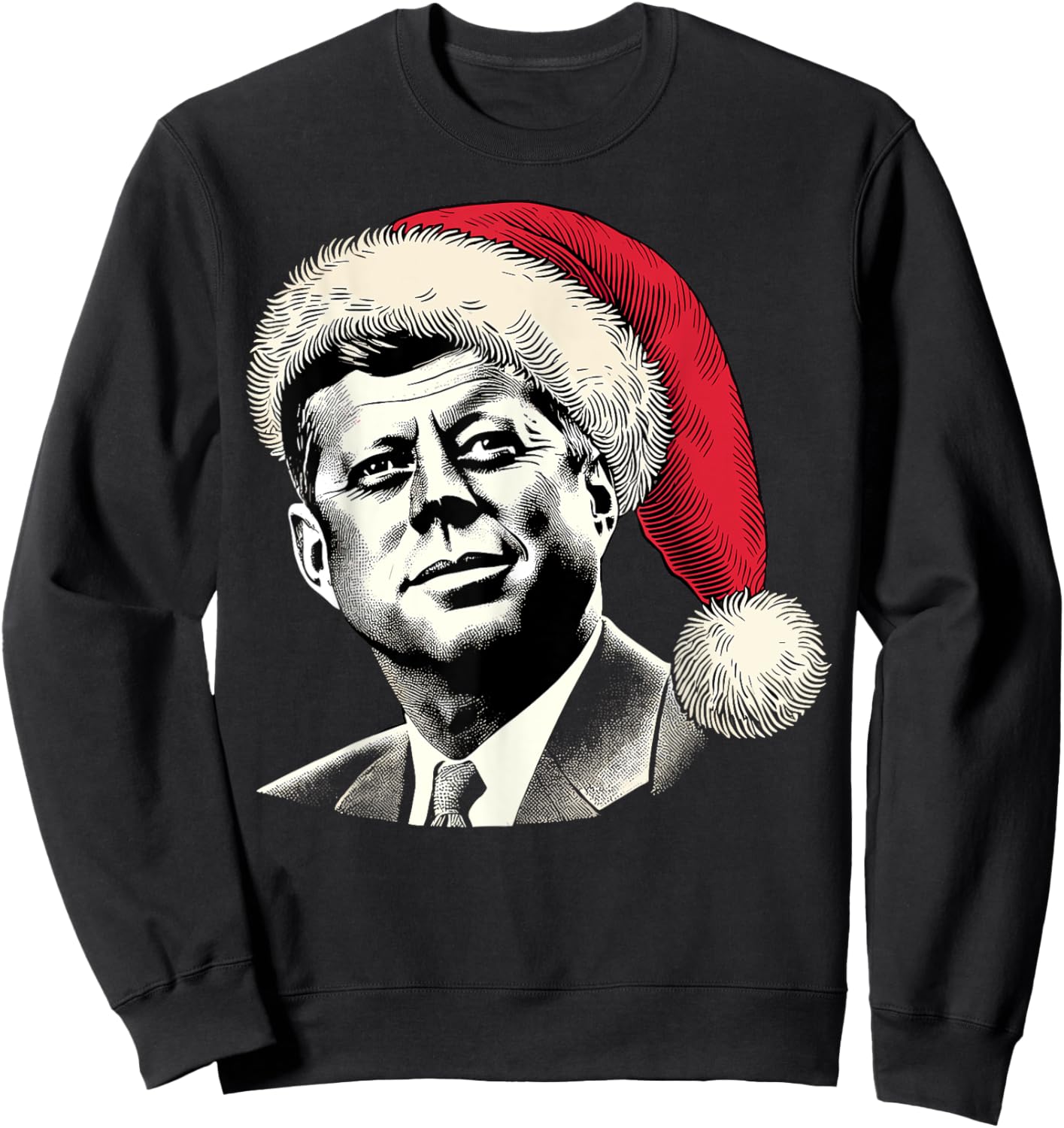 Patriotic Presidential Portrait Christmas JFK John F Kennedy Sweatshirt - Sweatshirt | Black