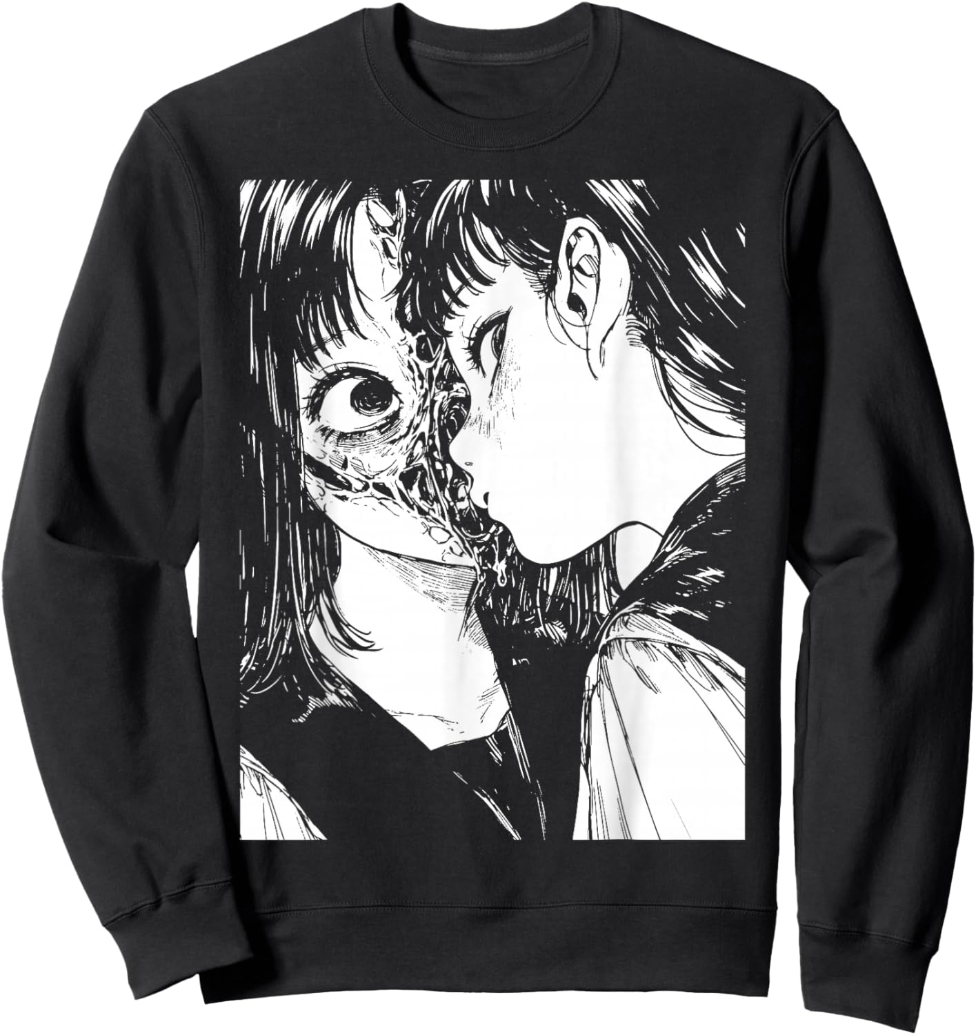 Horror Anime Manga | Japan Japanese Creepy Kawaii Goth Sweatshirt - Sweatshirt | Black