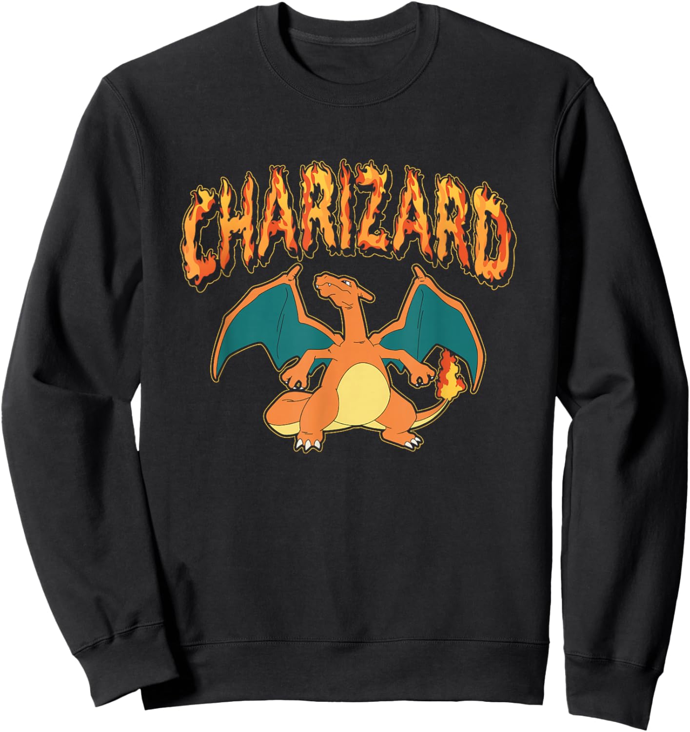 Pokémon Iconic Charizard On Fire Big Chest Portrait Sweatshirt - Sweatshirt | Black