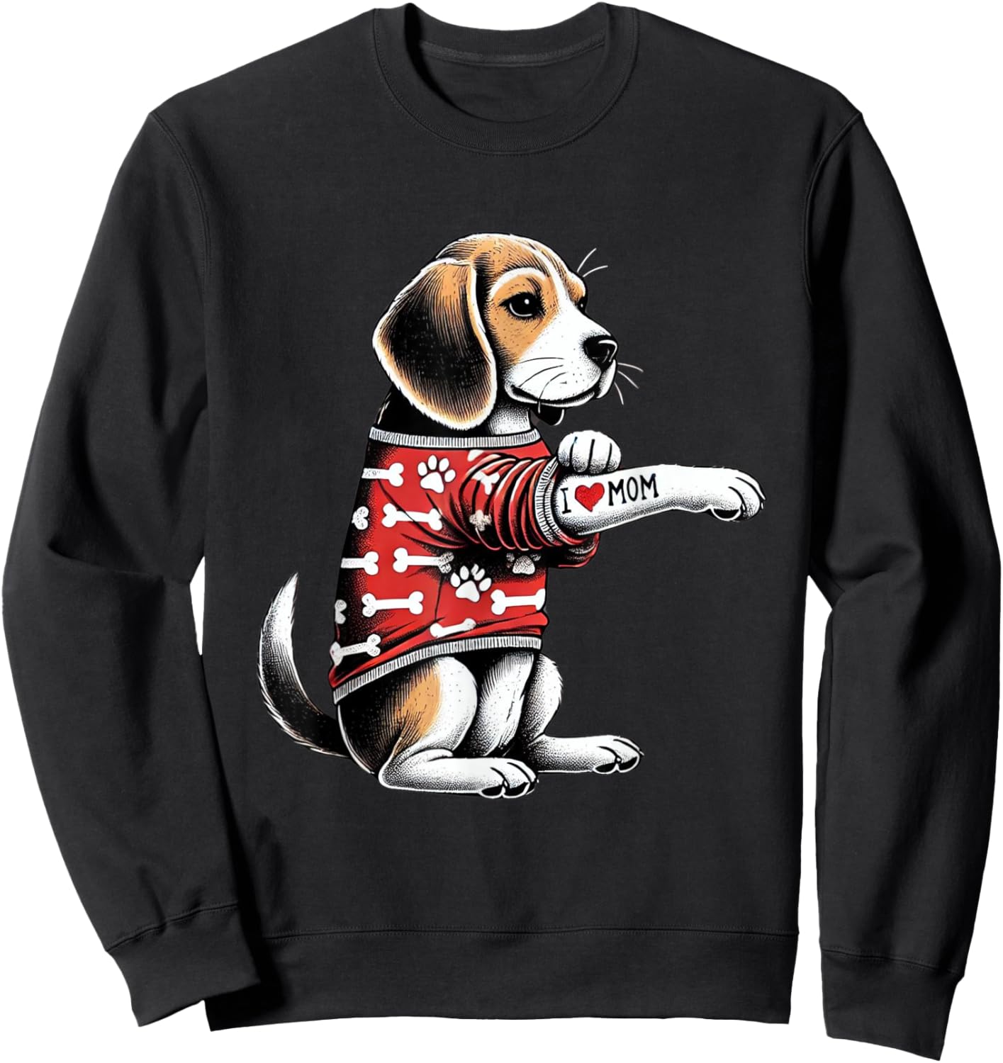 Funny I Love Mom Tattoo Beagle Mom Sweatshirt - Sweatshirt | Black