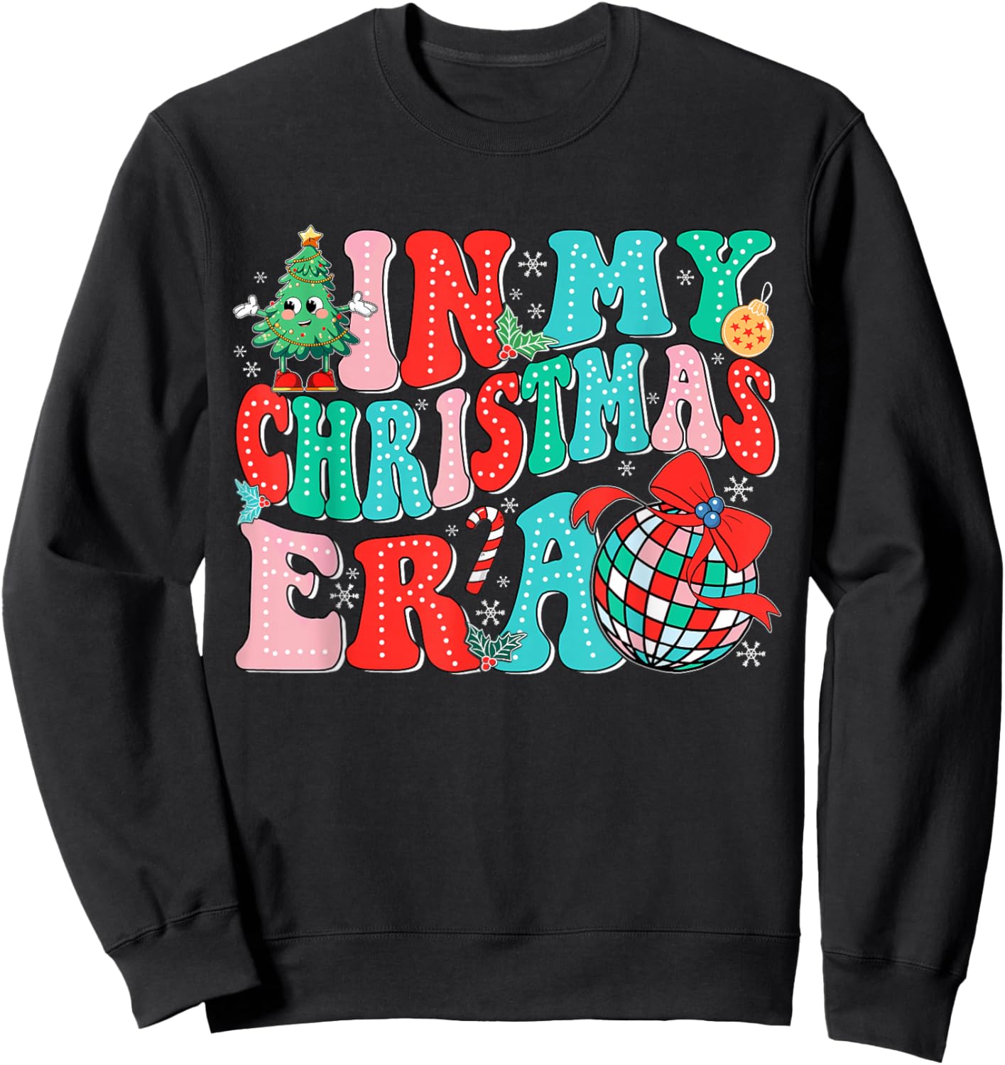 In My Christmas Era Vintage Groovy Christmas Holiday Xmas Sweatshirt - Sweatshirt | Black