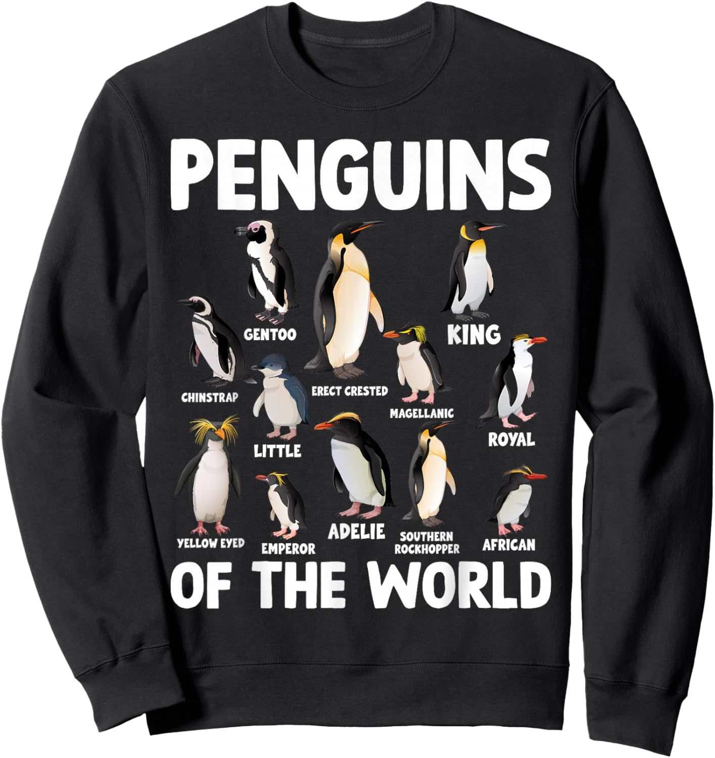 Penguin Lover Gift Co. -Child Penguin Lovers - Black - Small - Short Sleeve - Cartoon Penguins - Animals - Graphic - - Fall, Winter Sweatshirt - Sweatshirt | Black