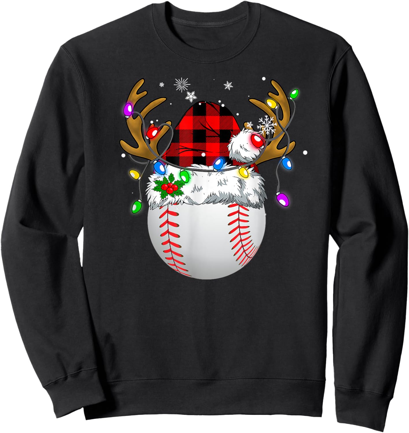 Baseball Santa Sports Men Boys Christmas Baseball Player Sweatshirt - Sweatshirt | Black