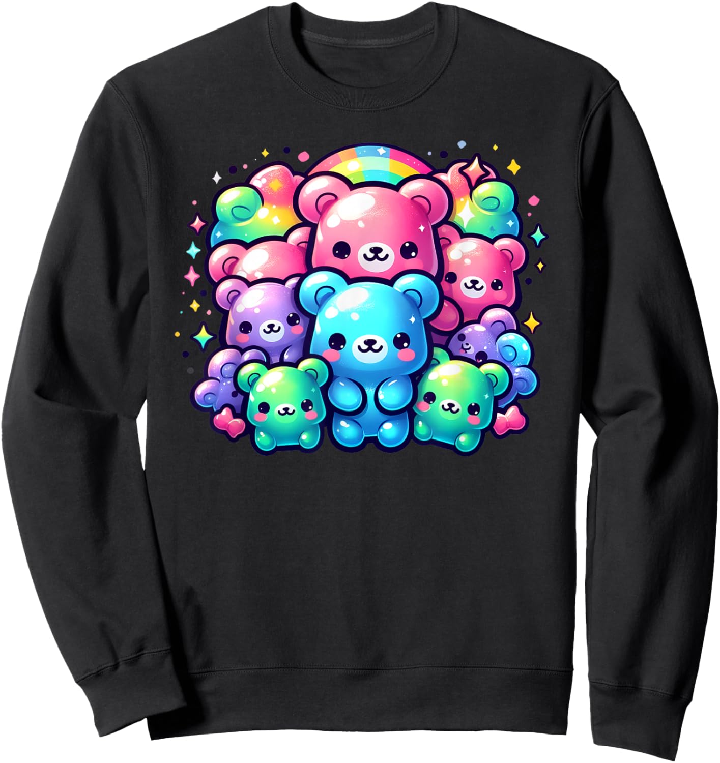 Cute Gummy Bear Rainbow Kawaii Aesthetic Teens Boys Girls Sweatshirt - Sweatshirt | Black
