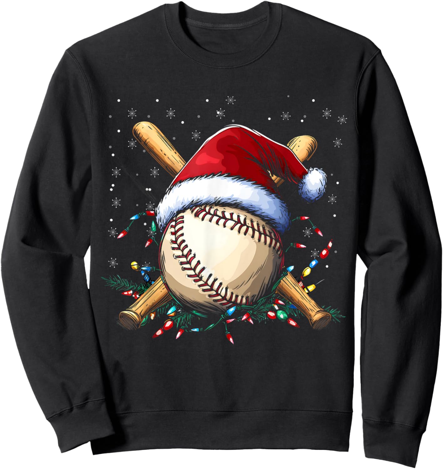 Santa Sports Design Boys Christmas Baseball Player Sweatshirt - Sweatshirt | Black