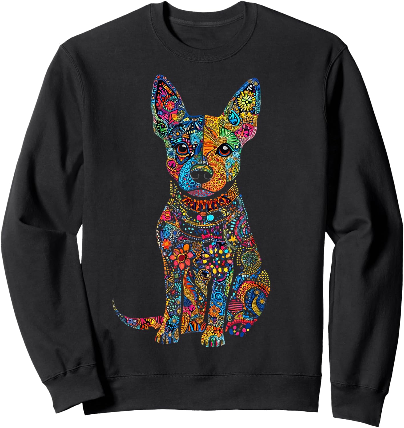 Cattle Dog Graphic Pet Illustration Mandala Cattle Sweatshirt - Sweatshirt | Black