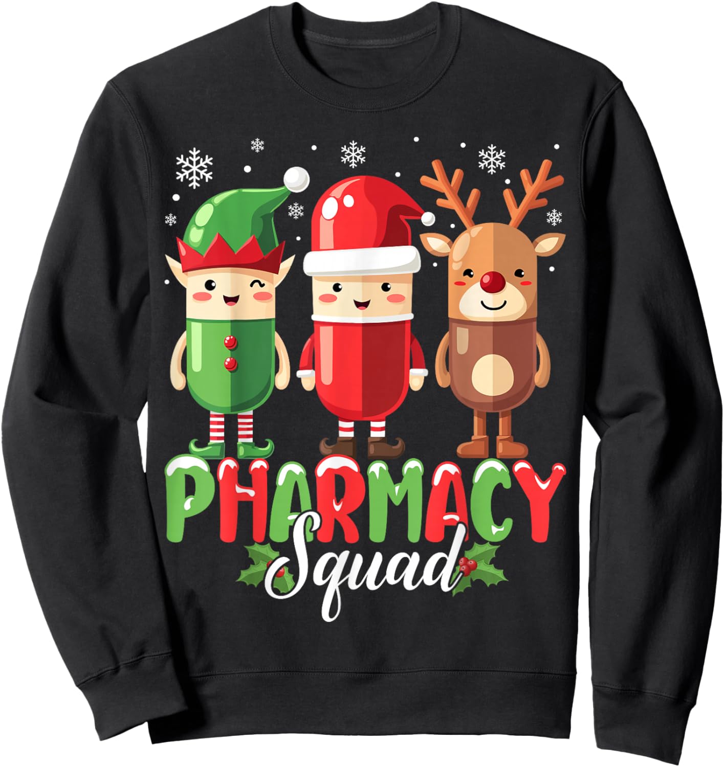 Pharmacy Squad Christmas Costume Funny Pills Pharmacist Sweatshirt - Sweatshirt | Black