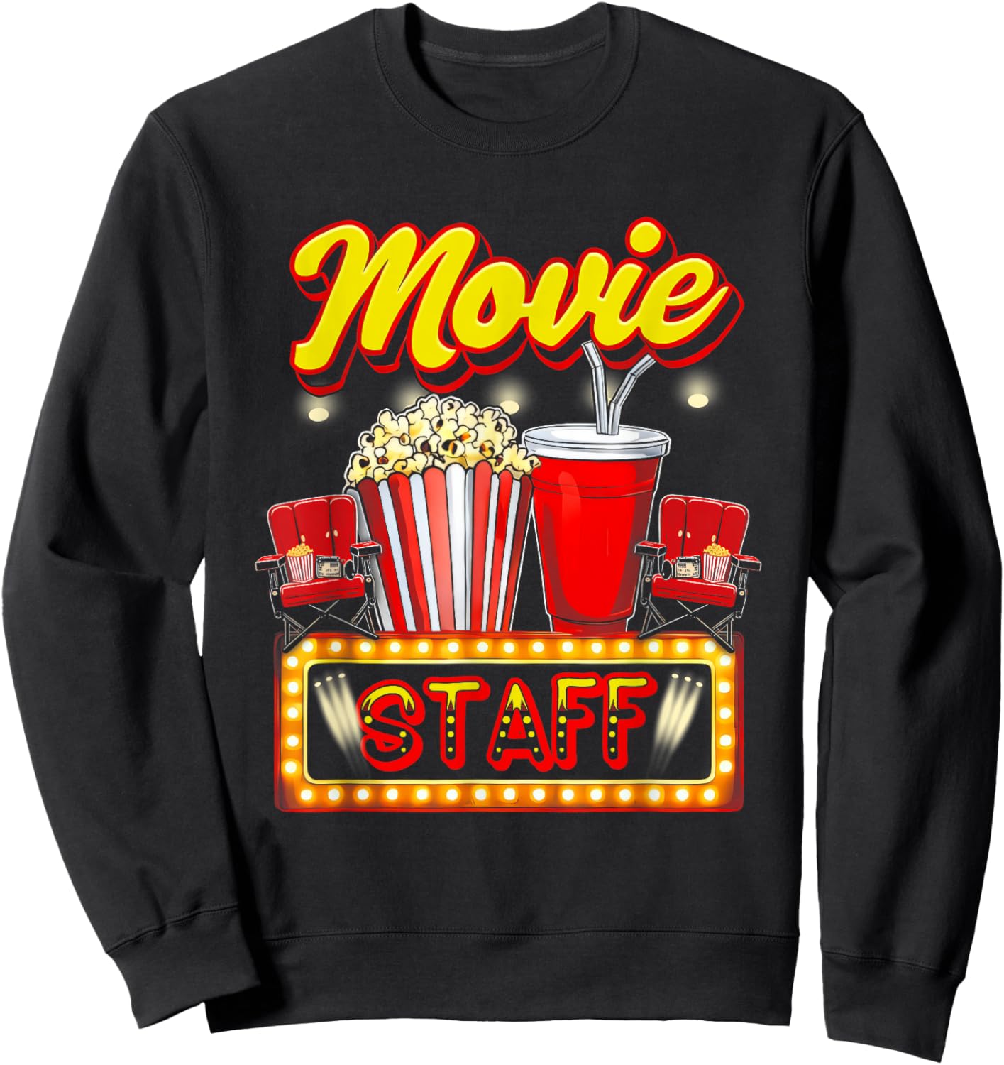 Movie Staff Party Night Behind Scenes Awesomeness Popcorn Sweatshirt - Sweatshirt | Black