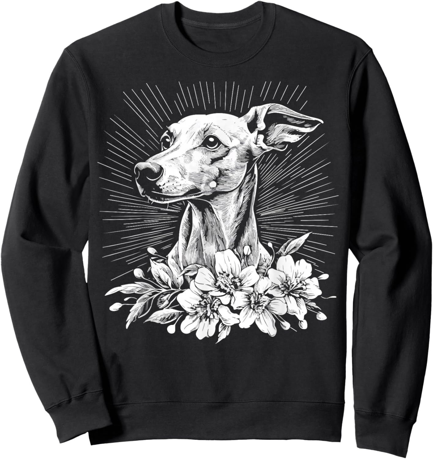 Retro Tattoo Style Whippet Dog Lover Sweatshirt - Sweatshirt | Black