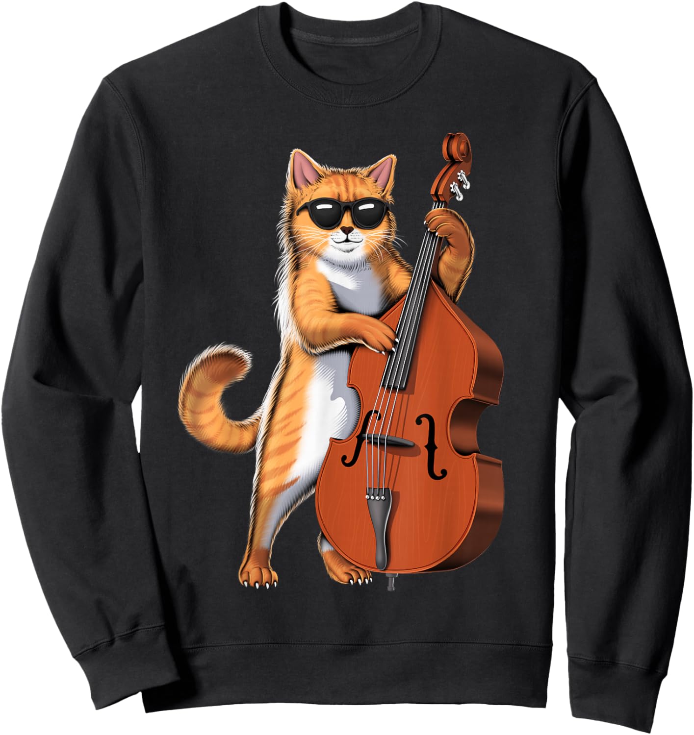 Cat Double Bass Player Contrabass Jazz Musician Sweatshirt - Sweatshirt | Black