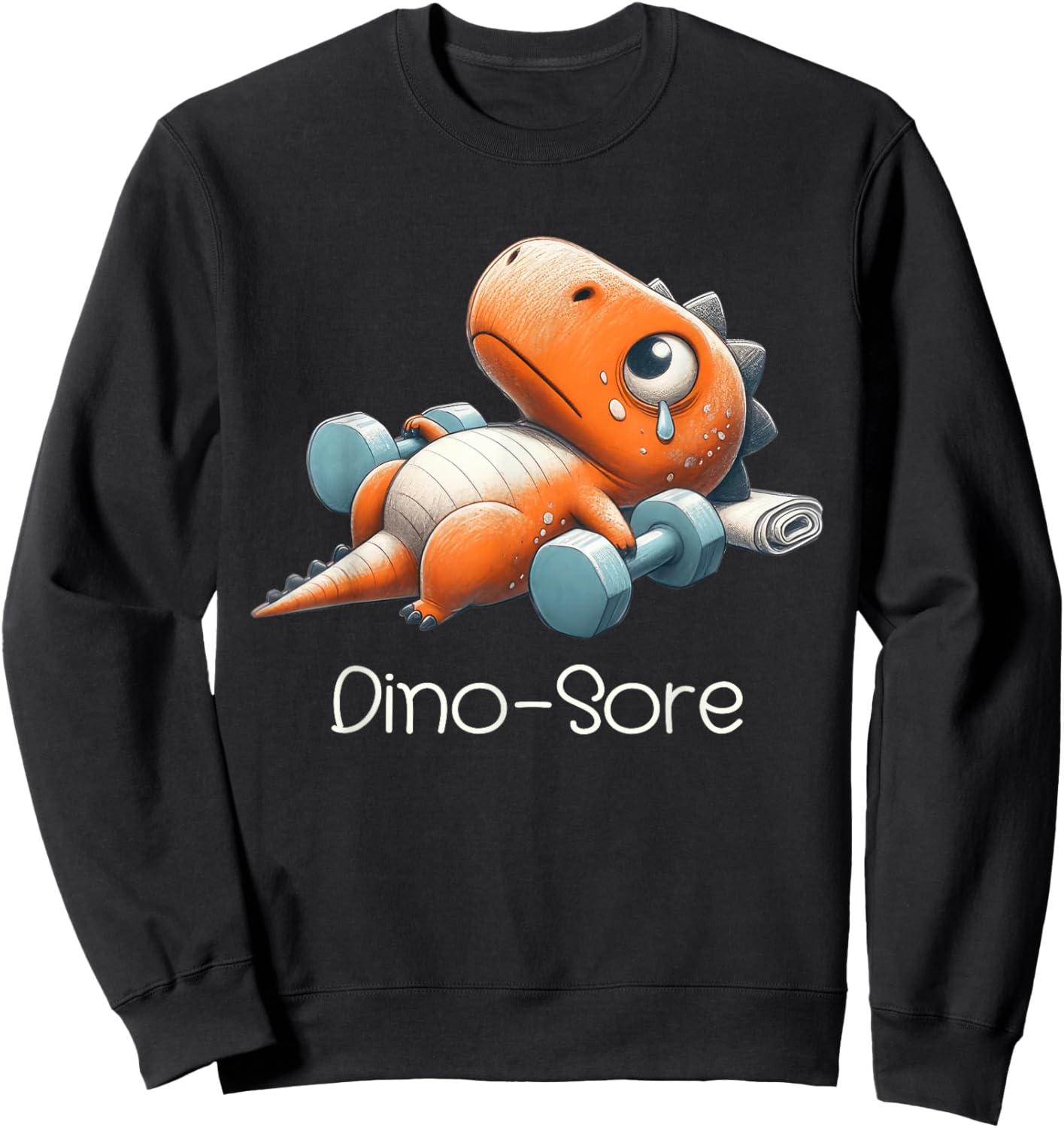 Funny Gym Workout Dinosaur Weight Lifting Gym Dino Sore Sweatshirt - Sweatshirt | Black