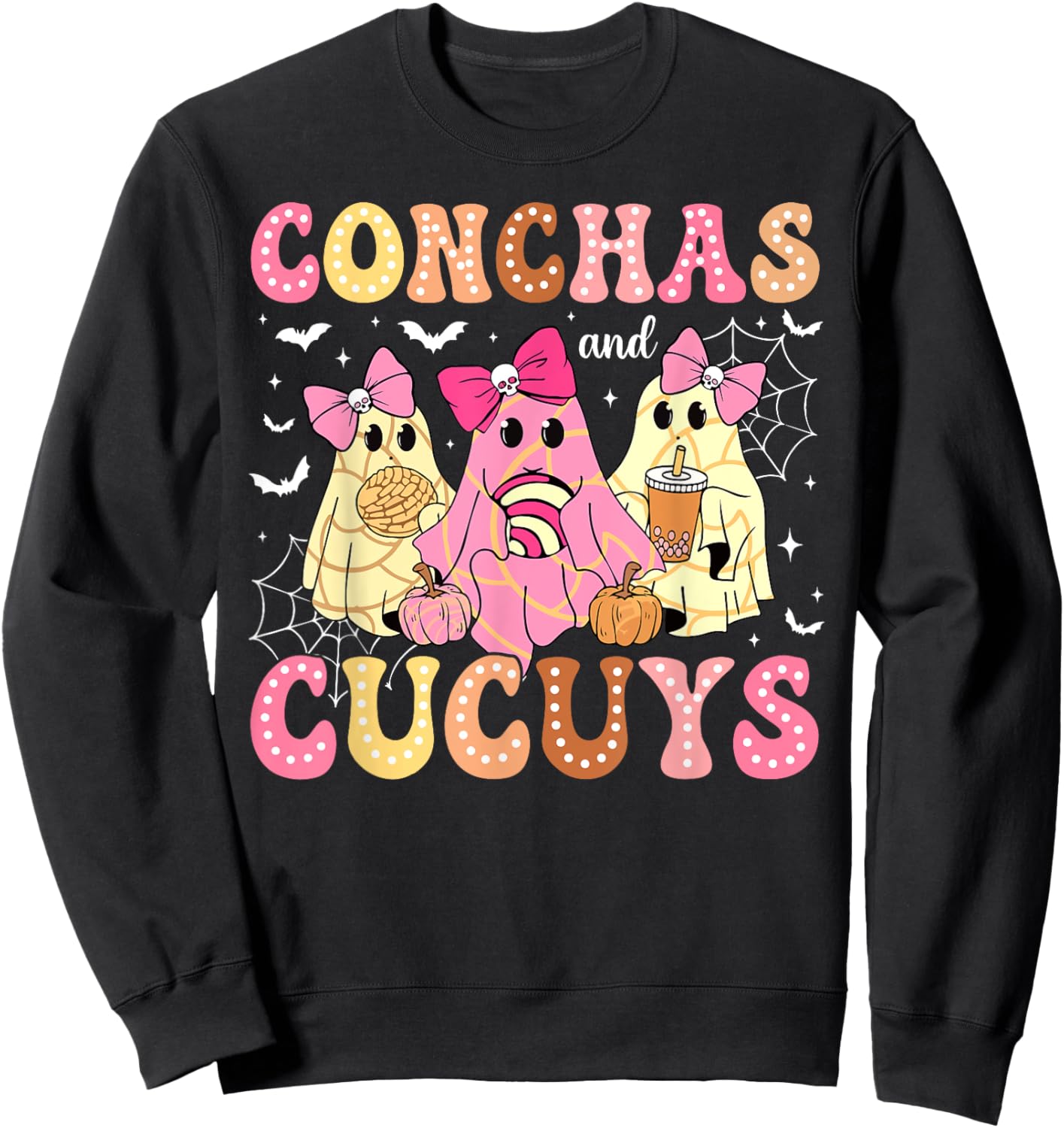 Cute Conchas And Cucuys Ghost Funny Halloween Mexican Ghost Sweatshirt - Sweatshirt | Black