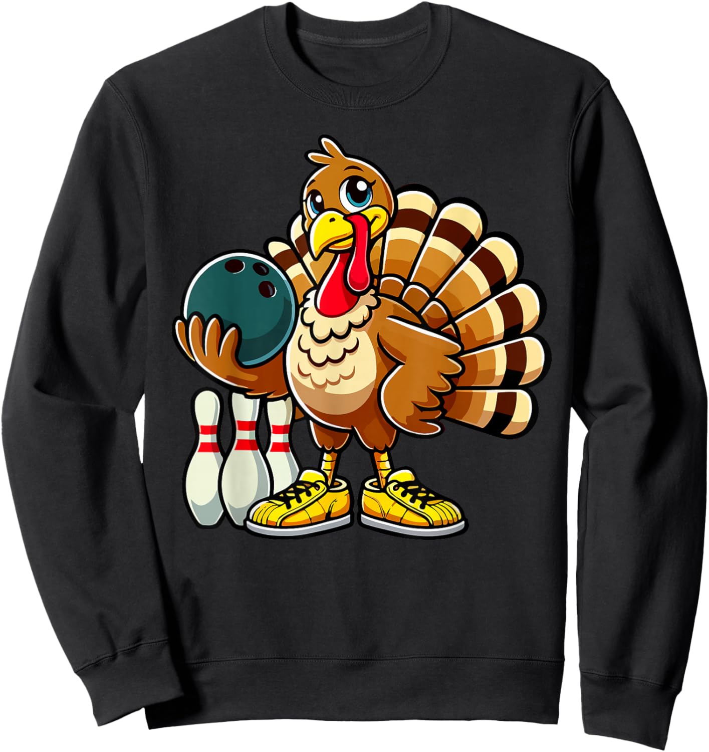 Thanksgiving Bowling Shirt Men Women Funny Turkey Bowling Sweatshirt - Sweatshirt | Black