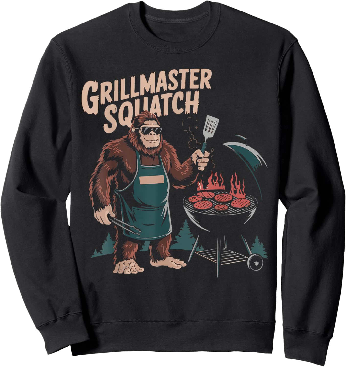 Grillmaster Sasquatch BBQ Lover Funny Grilling Barbeque Sweatshirt - Sweatshirt | Black