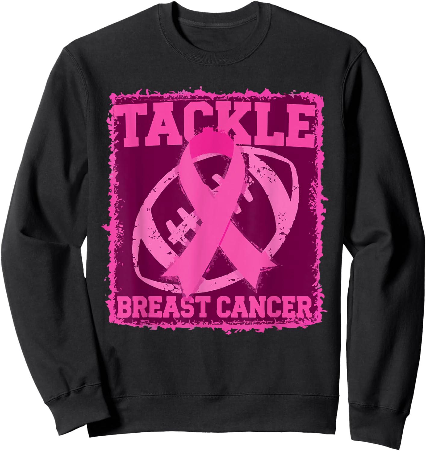 Tackle Breast Cancer Pink Ribbon American Fantasy Football Sweatshirt - Sweatshirt | Black