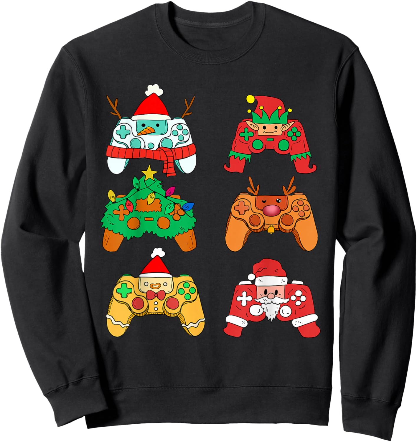 Christmas Santa Elf Gaming Controllers Gamer Xmas Boys Kids Sweatshirt - Sweatshirt | Black