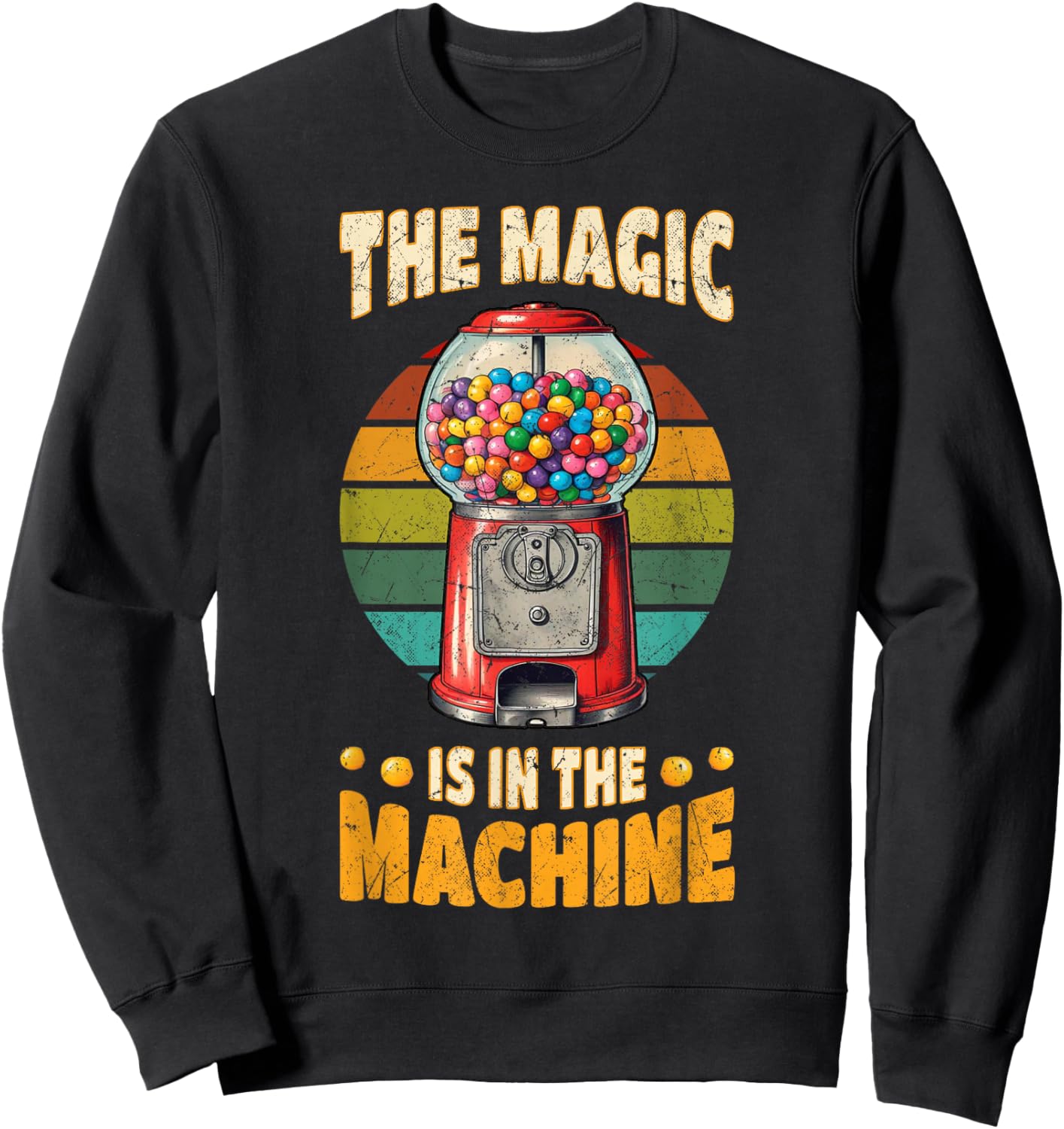 Gumball Machine Candy Bubble Gum Vintage Lover Retro Sweatshirt - Sweatshirt | Black