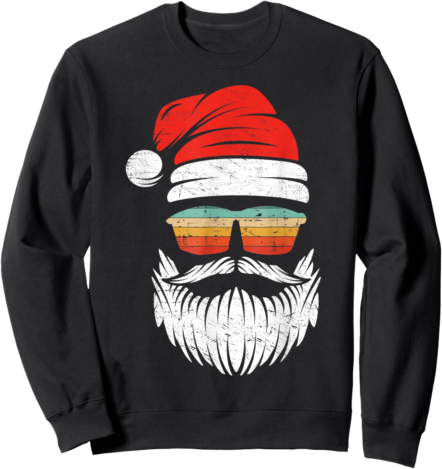 Santa Face Retro Sunglasses Christmas Xmas Men Women Kids Sweatshirt - Sweatshirt | Black