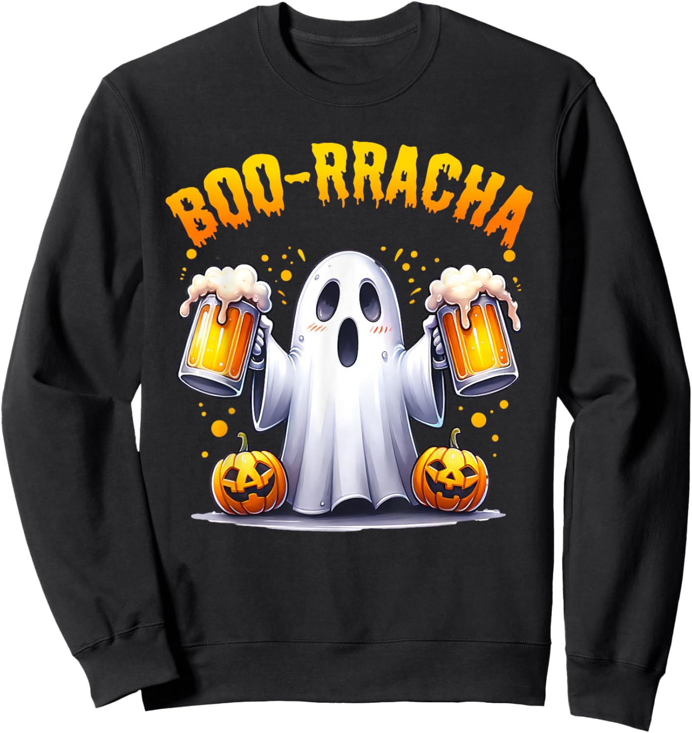 Boo-racha Funny Halloween Ghost Beer Design Borracha Sweatshirt - Sweatshirt | Black