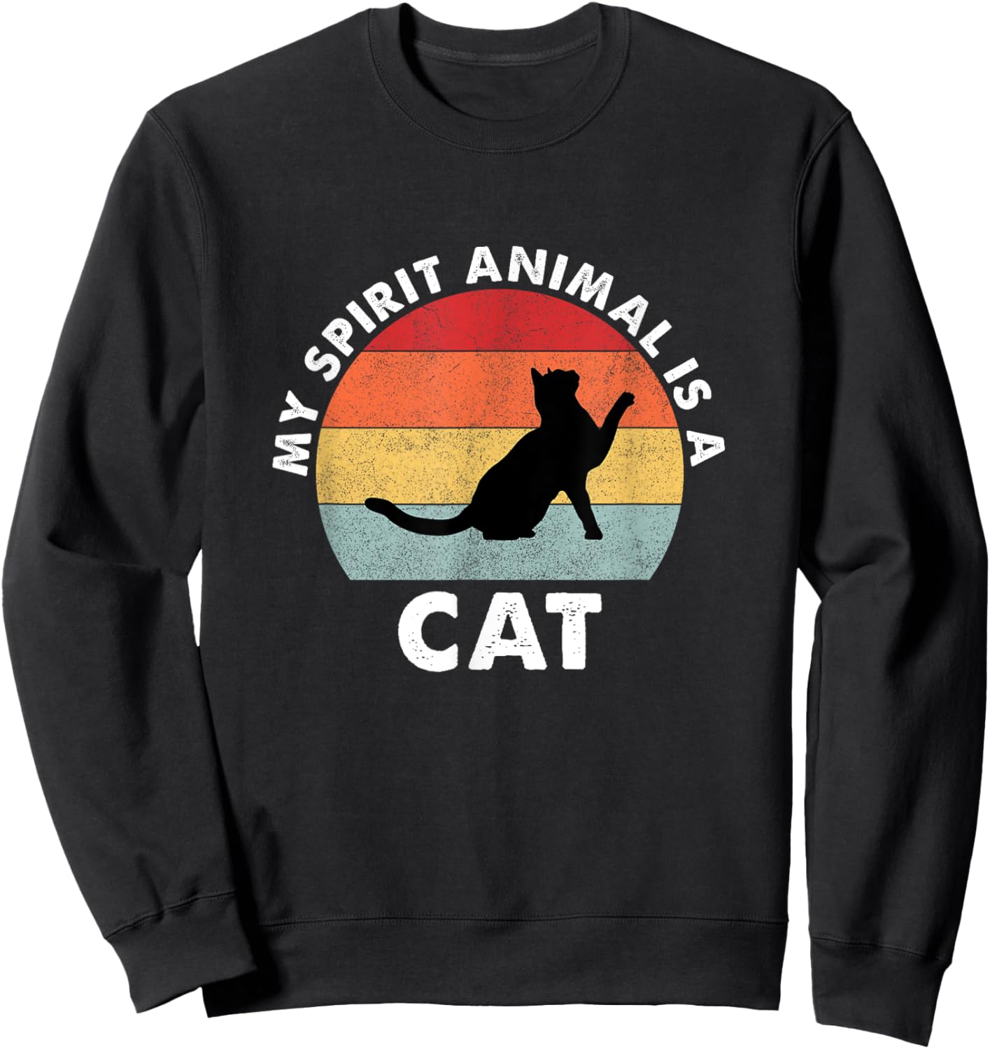Vintage My Spirit Animal is a Cat Men Women Sweatshirt - Sweatshirt | Black