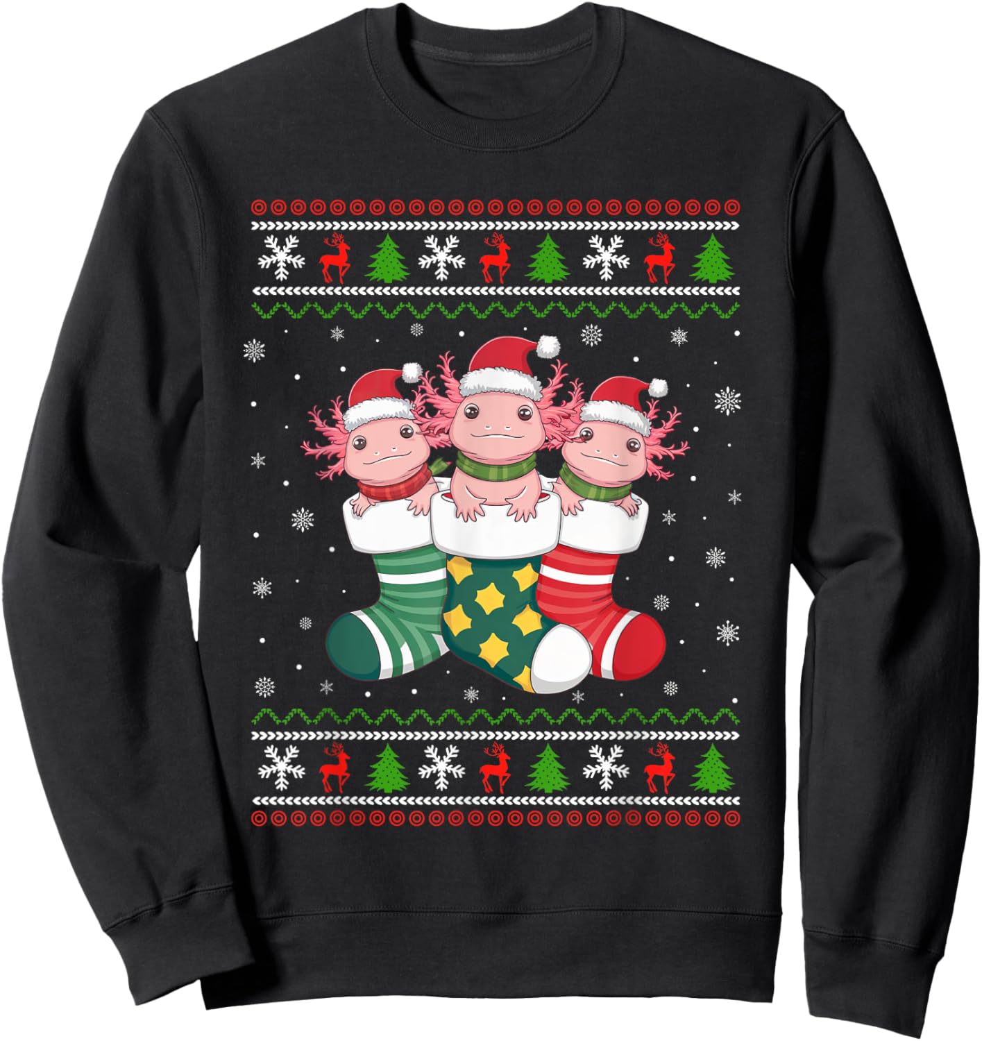 Ugly Xmas Sweater Axolotl In Christmas Socks Sweatshirt - Sweatshirt | Black
