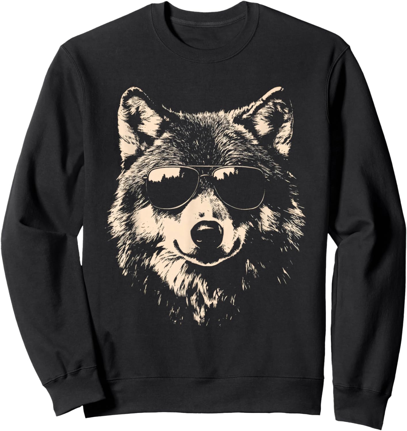 Funny Wolf Cool Rock and Roll Graphic Sweatshirt - Sweatshirt | Black