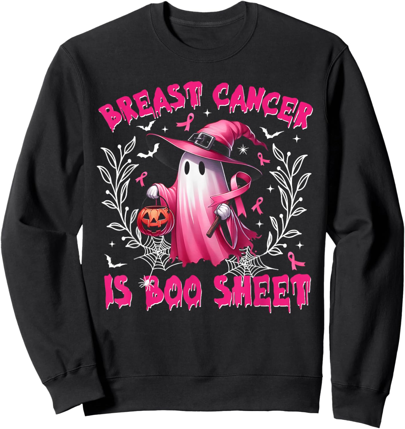 Breast Cancer Is Boo Sheet Halloween Breast Cancer Awareness Sweatshirt - Sweatshirt | Black