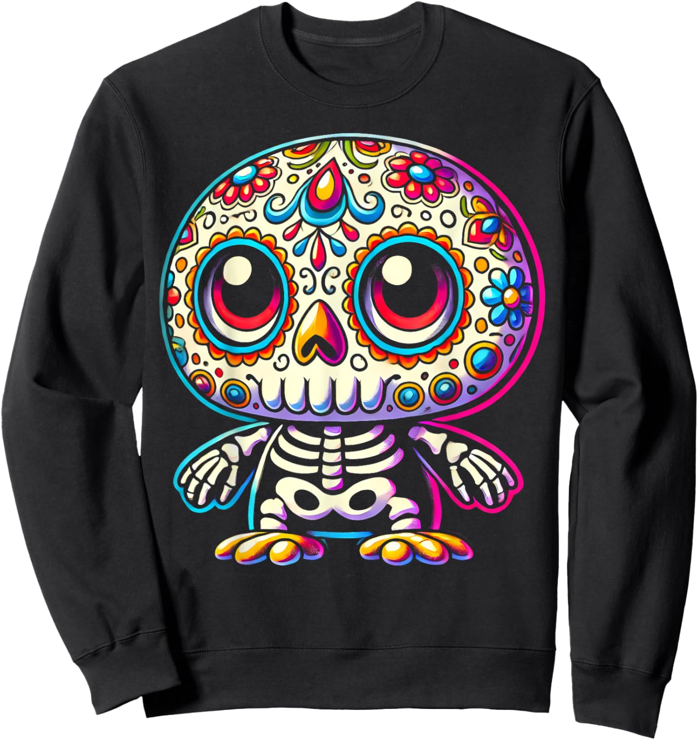 Adorable Día de Muertos Sugar Skull Penguin Day of the Dead Sweatshirt - Sweatshirt | Black