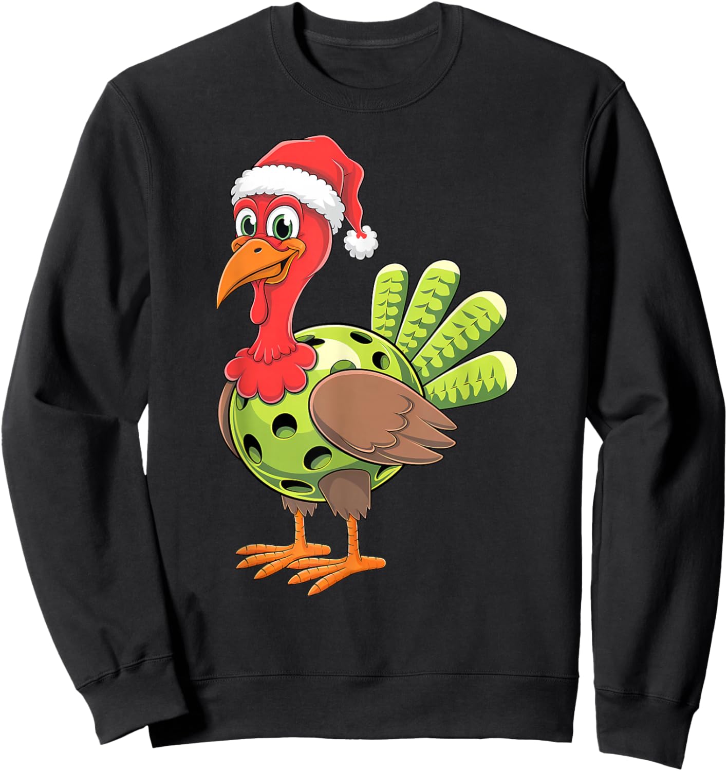 Thanksgiving Turkey Playing Pickleball Pickle ball Lover fun Sweatshirt - Sweatshirt | Black