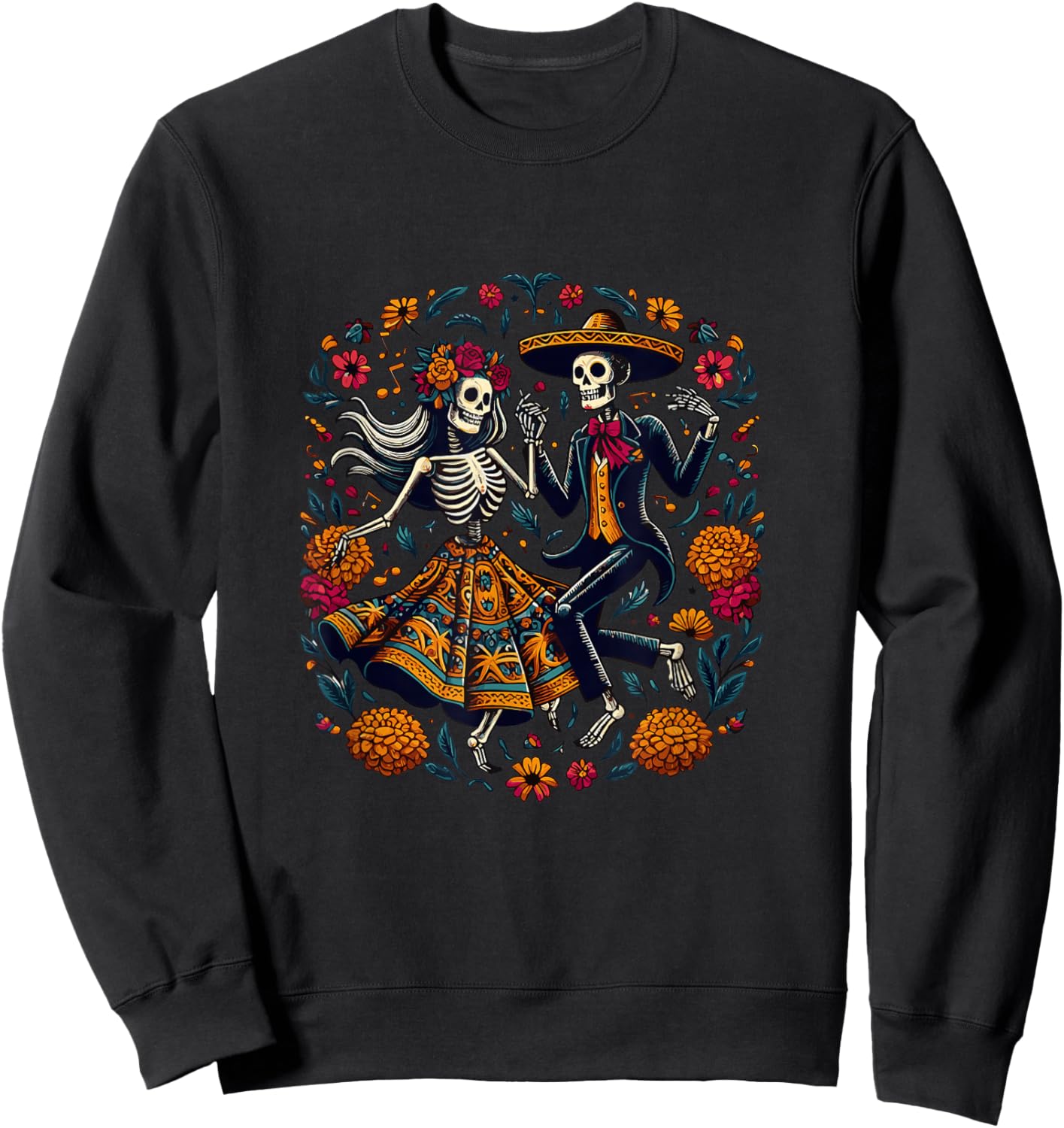 Dia De Los Muertos Skeletons Dancing Mexican Day Of The Dead Sweatshirt - Sweatshirt | Black