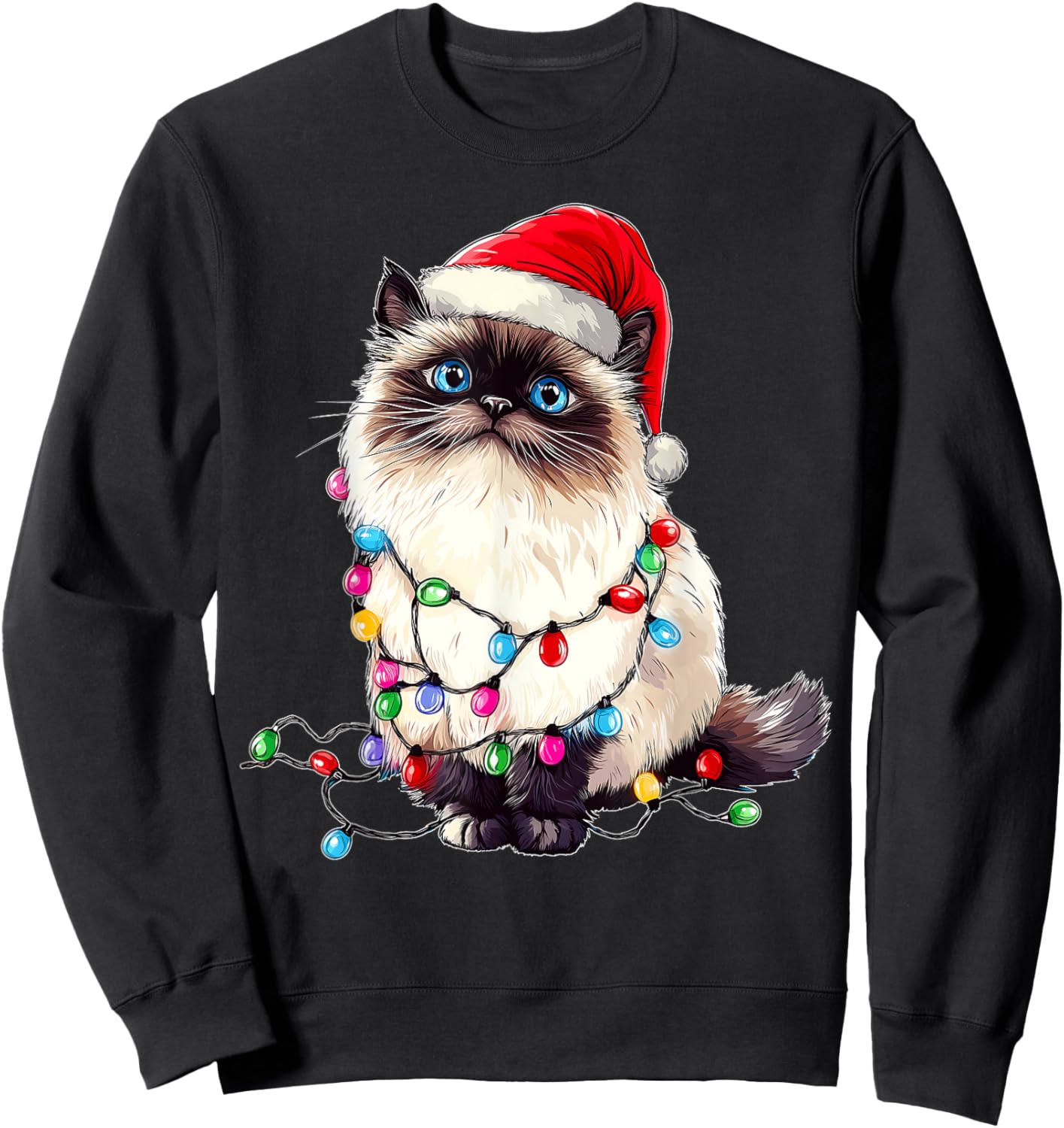 Himalayan Cat Christmas Hat Xmas Sweatshirt - Sweatshirt | Black