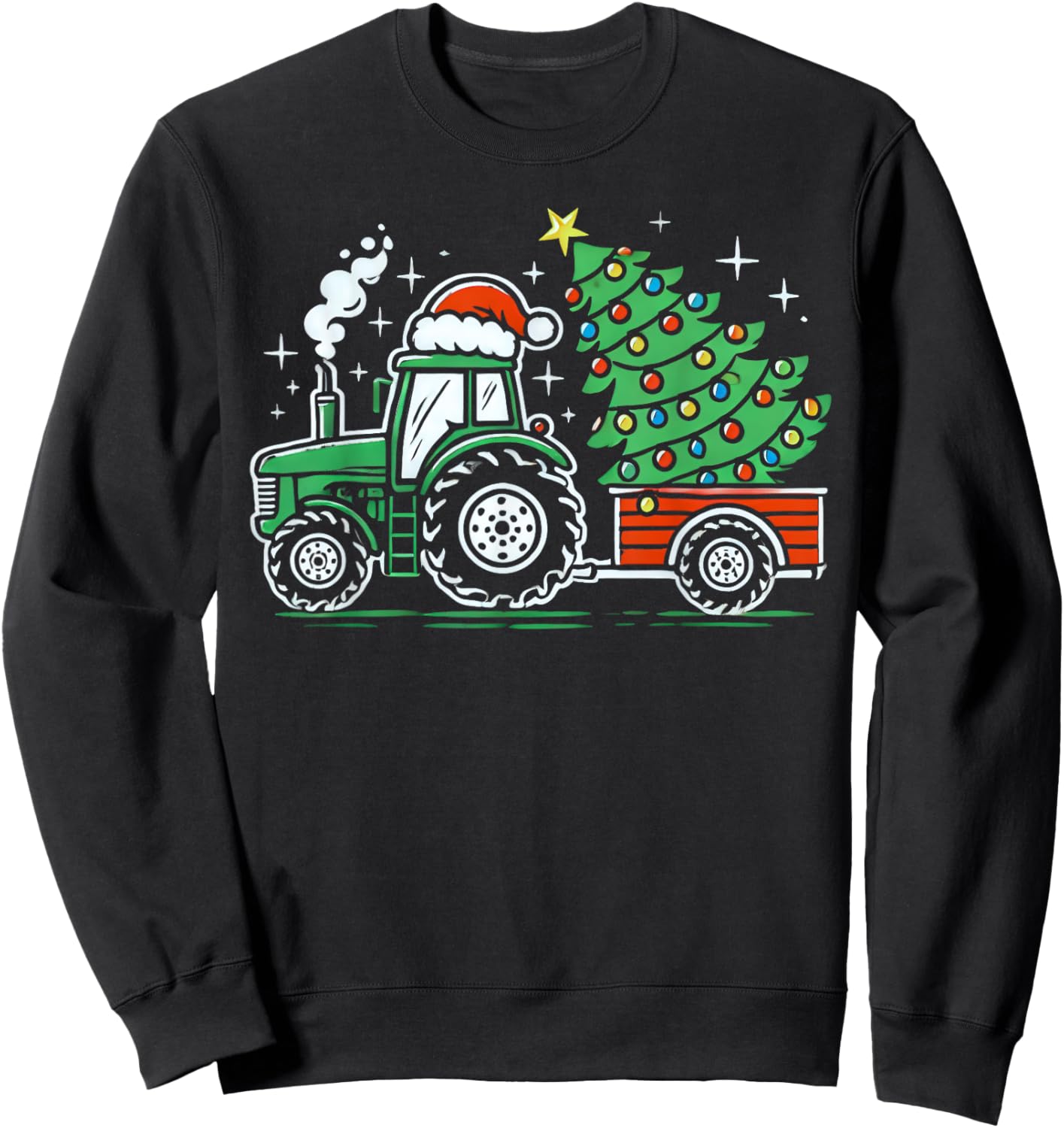 Farm Truck Christmas Tree Tractor Farmer Xmas Boys Kids Sweatshirt - Sweatshirt | Black