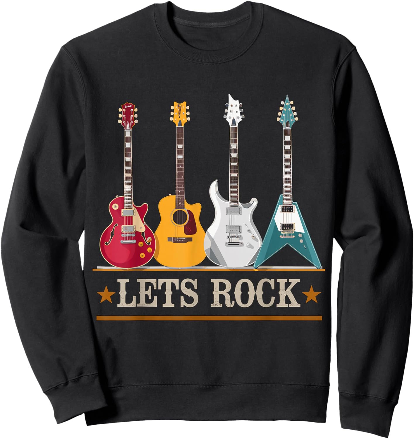 Let's Rock and Roll Guitar Music Band Sweatshirt - Sweatshirt | Black