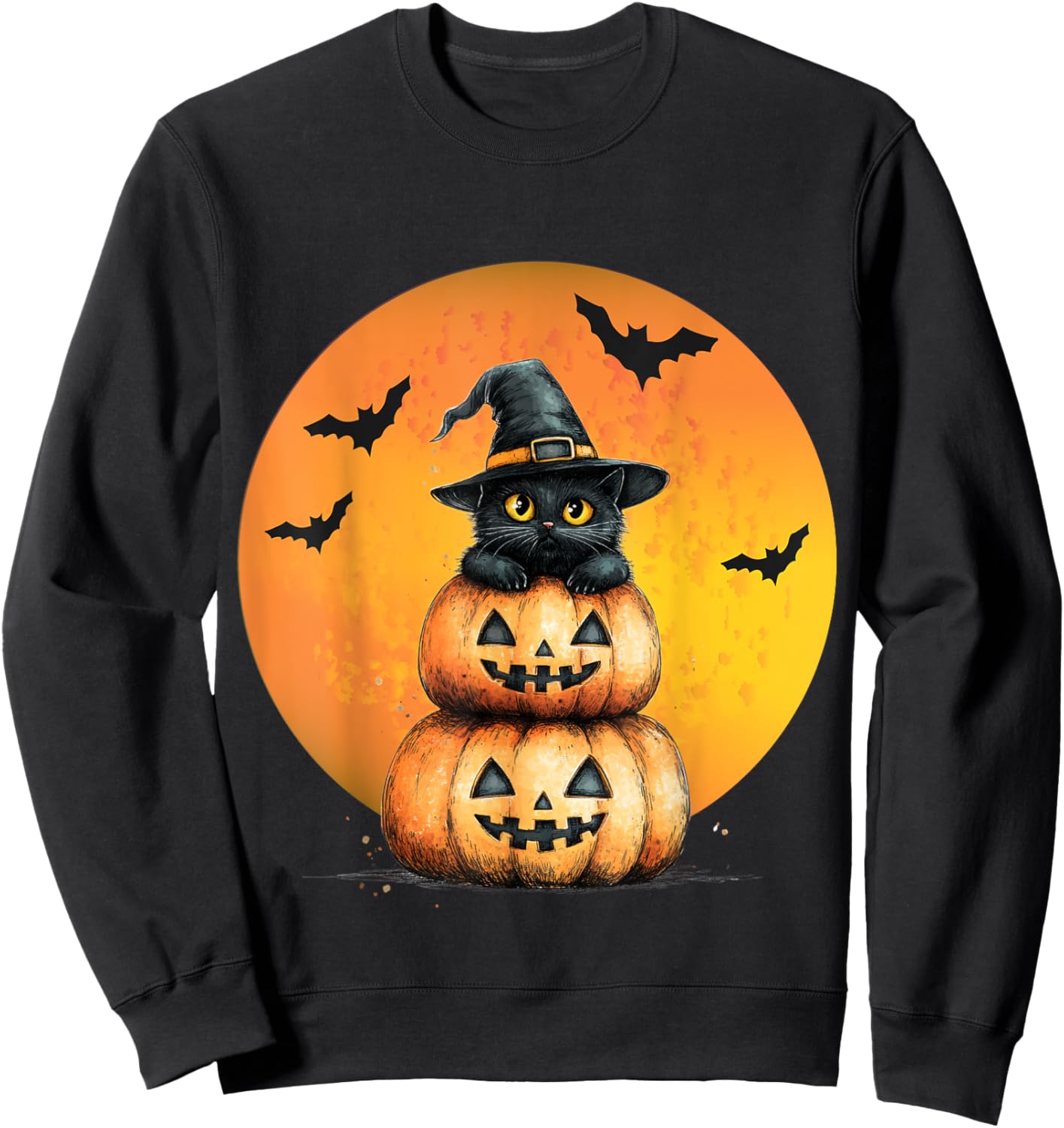 Halloween Cat Black Cat Halloween Scary Cat Angry Cat Funny Sweatshirt - Sweatshirt | Black