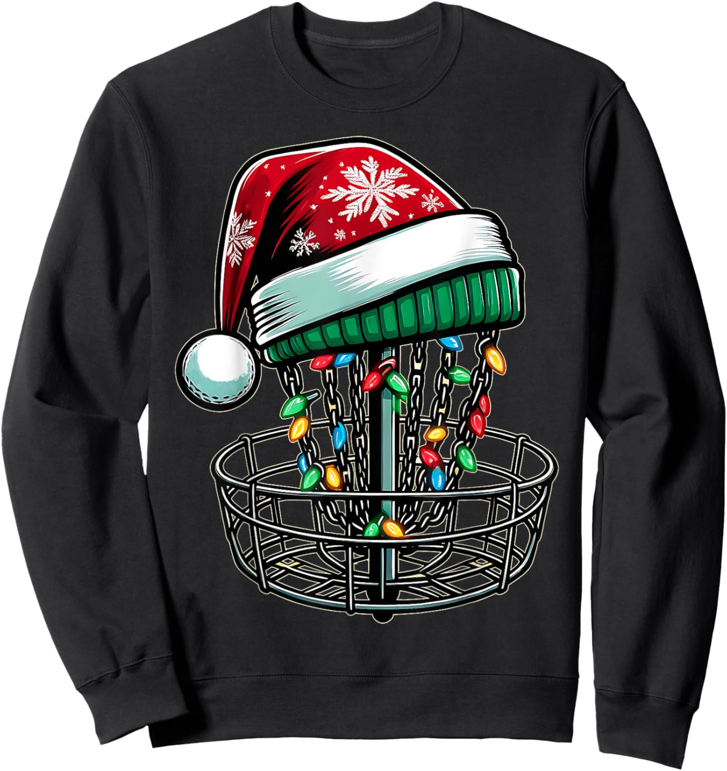 Disc Golf Disc Golfing Disc Golfer Christmas Hat Xmas Sweatshirt - Sweatshirt | Black