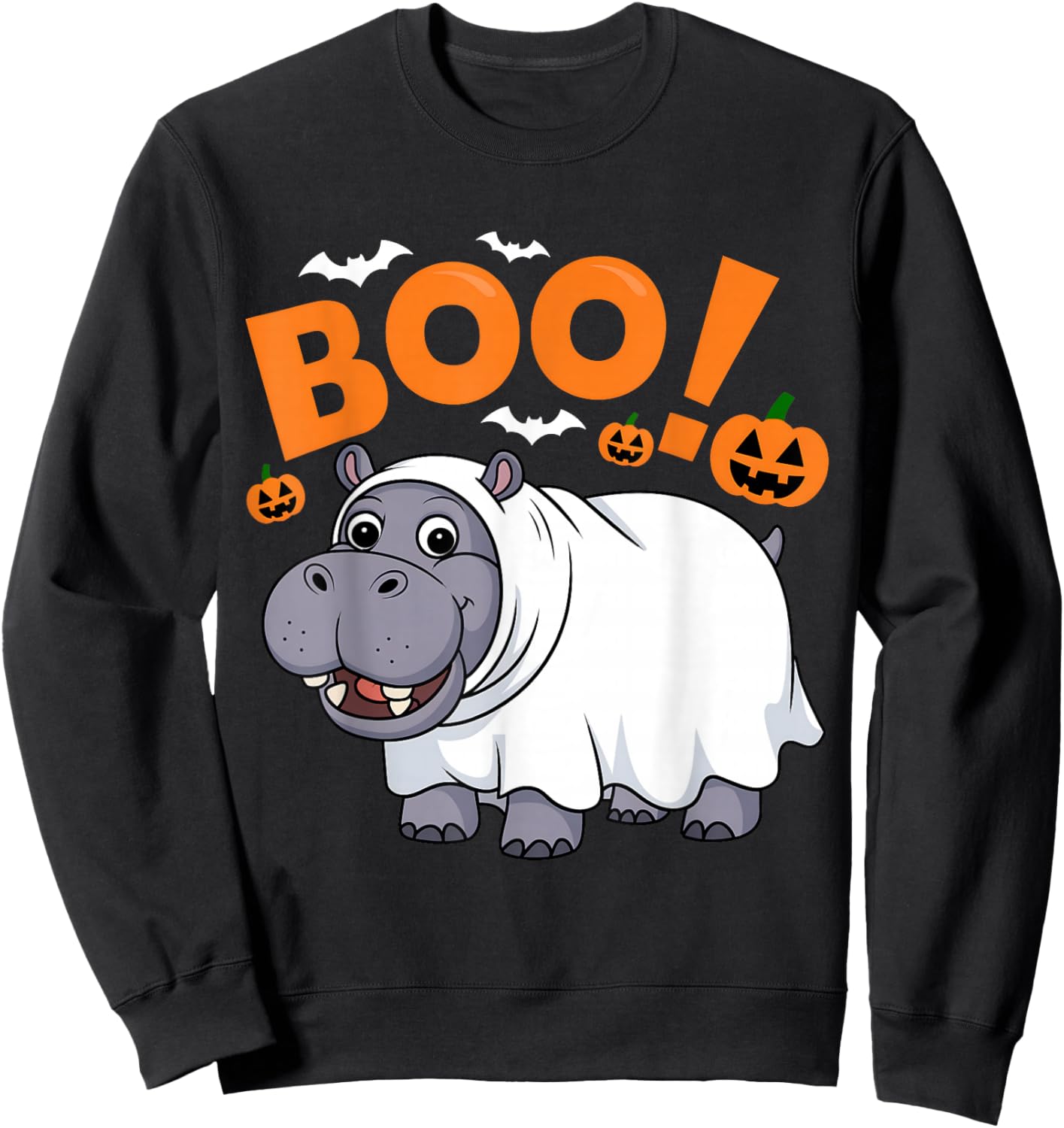 Boo Hippo Halloween Costume Hippopotamus Africa Animal Fun Sweatshirt - Sweatshirt | Black
