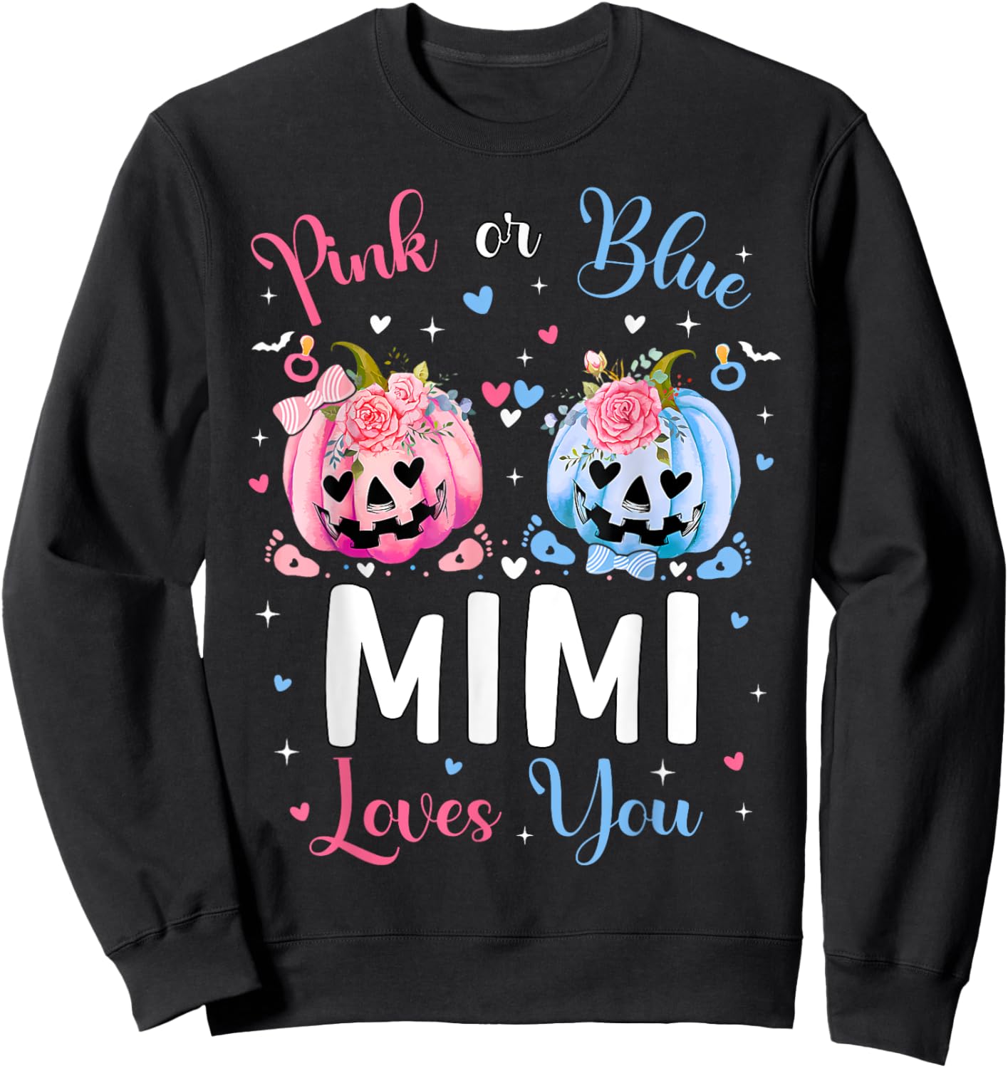 Pink or Blue Mimi Loves You Pumpkin Gender Reveal Party Sweatshirt - Sweatshirt | Black