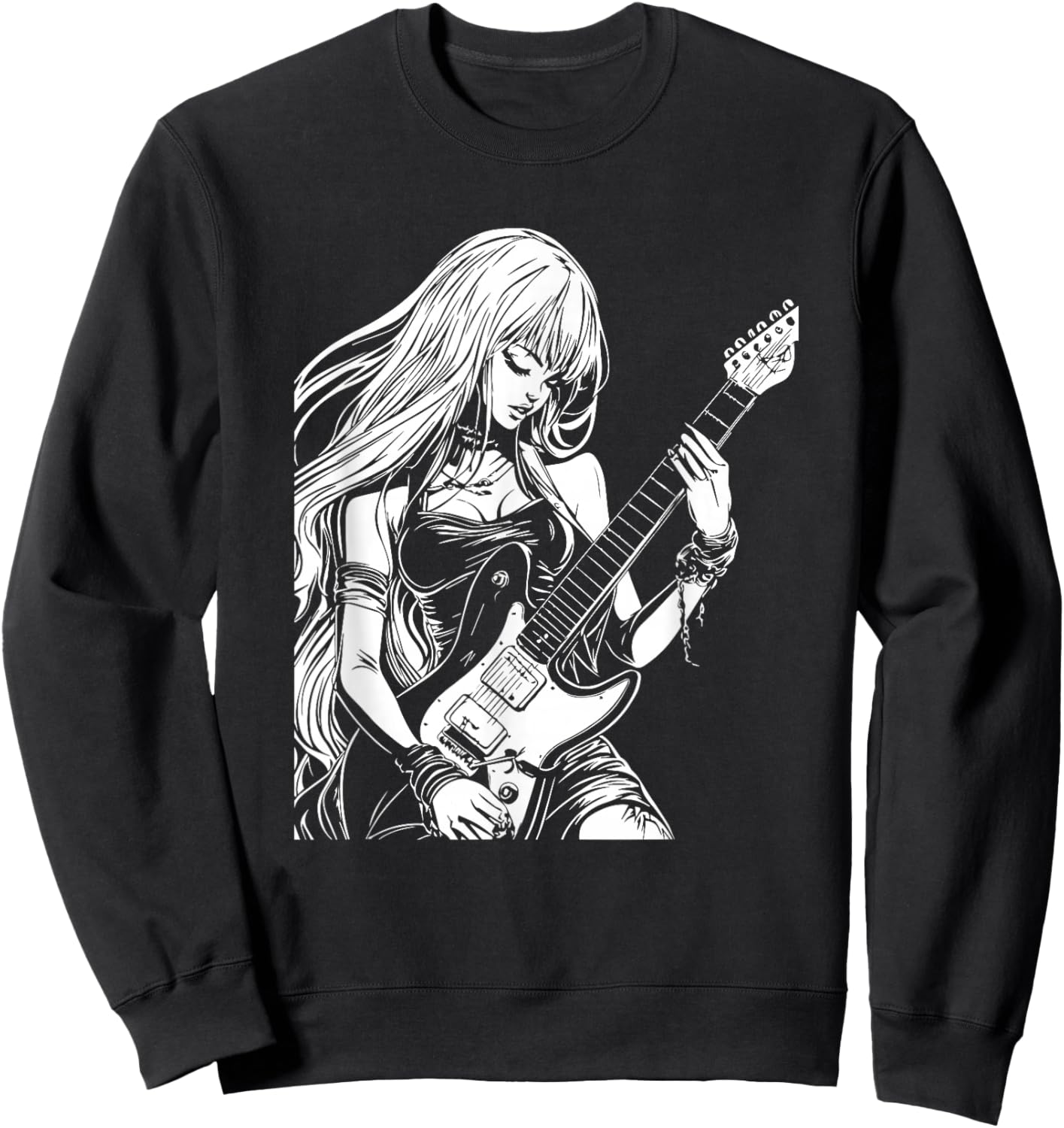 Anime Aesthetic Soft Grunge Waifu Anime Rock Girl Sweatshirt - Sweatshirt | Black