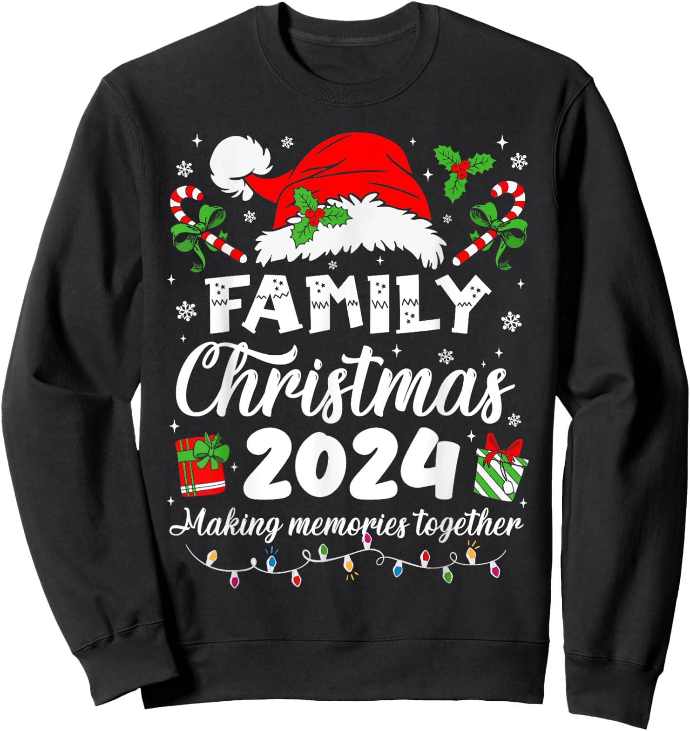 Family Christmas 2024 Matching Squad Santa Elf Pajama Xmas Sweatshirt - Sweatshirt | Black