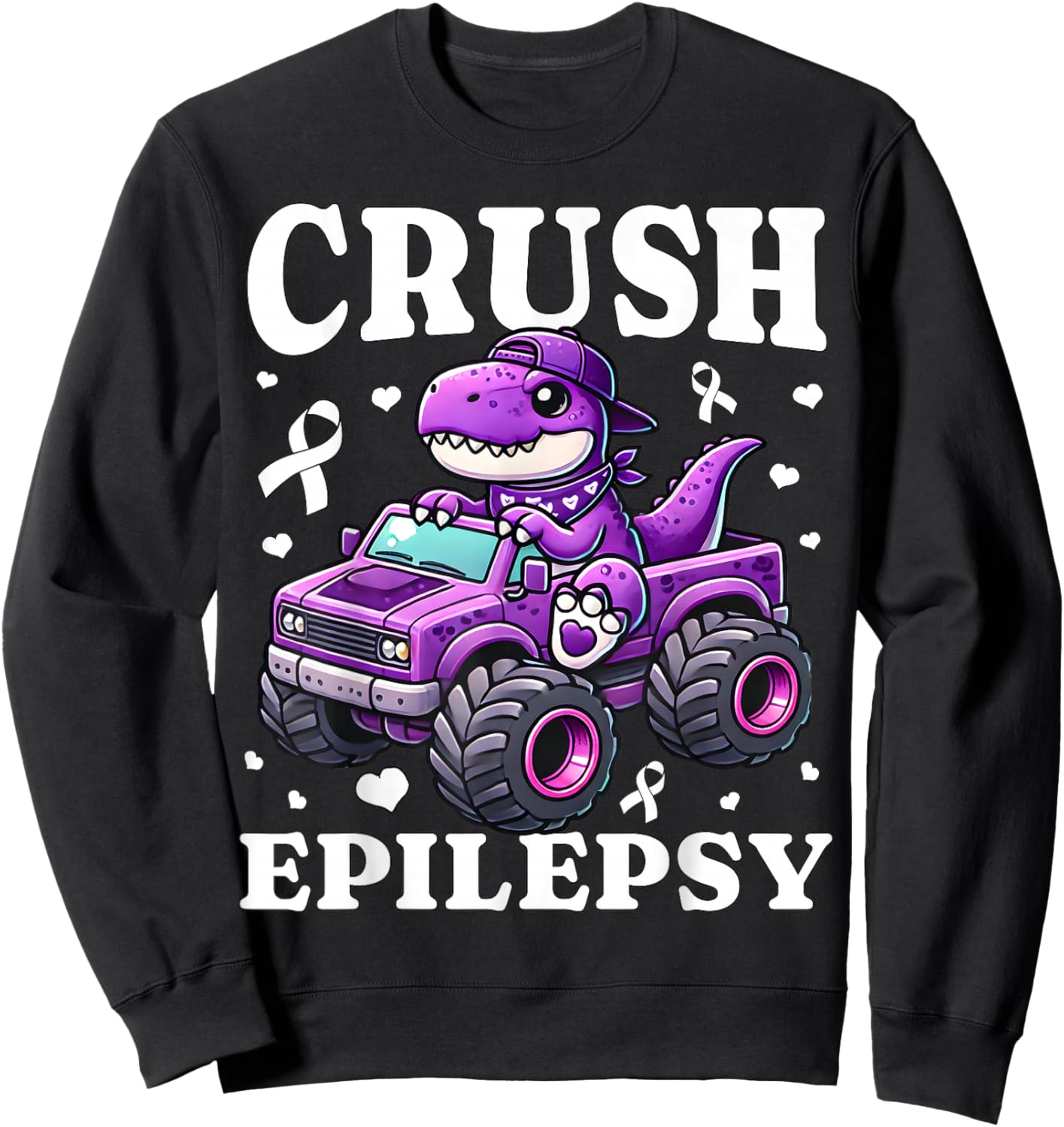 Crush Epilepsy Awareness For Kids Boys Girls Monster Truck Sweatshirt - Sweatshirt | Black