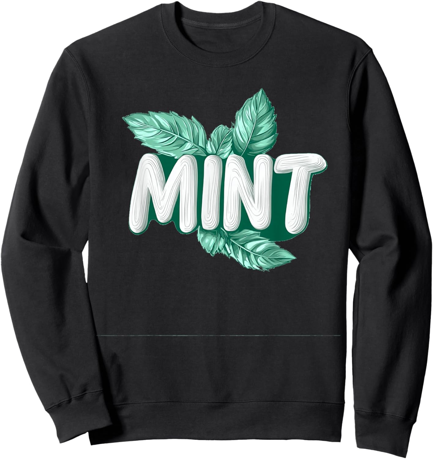 Charming Mint Graphics for a Fresh Look Sweatshirt - Sweatshirt | Black