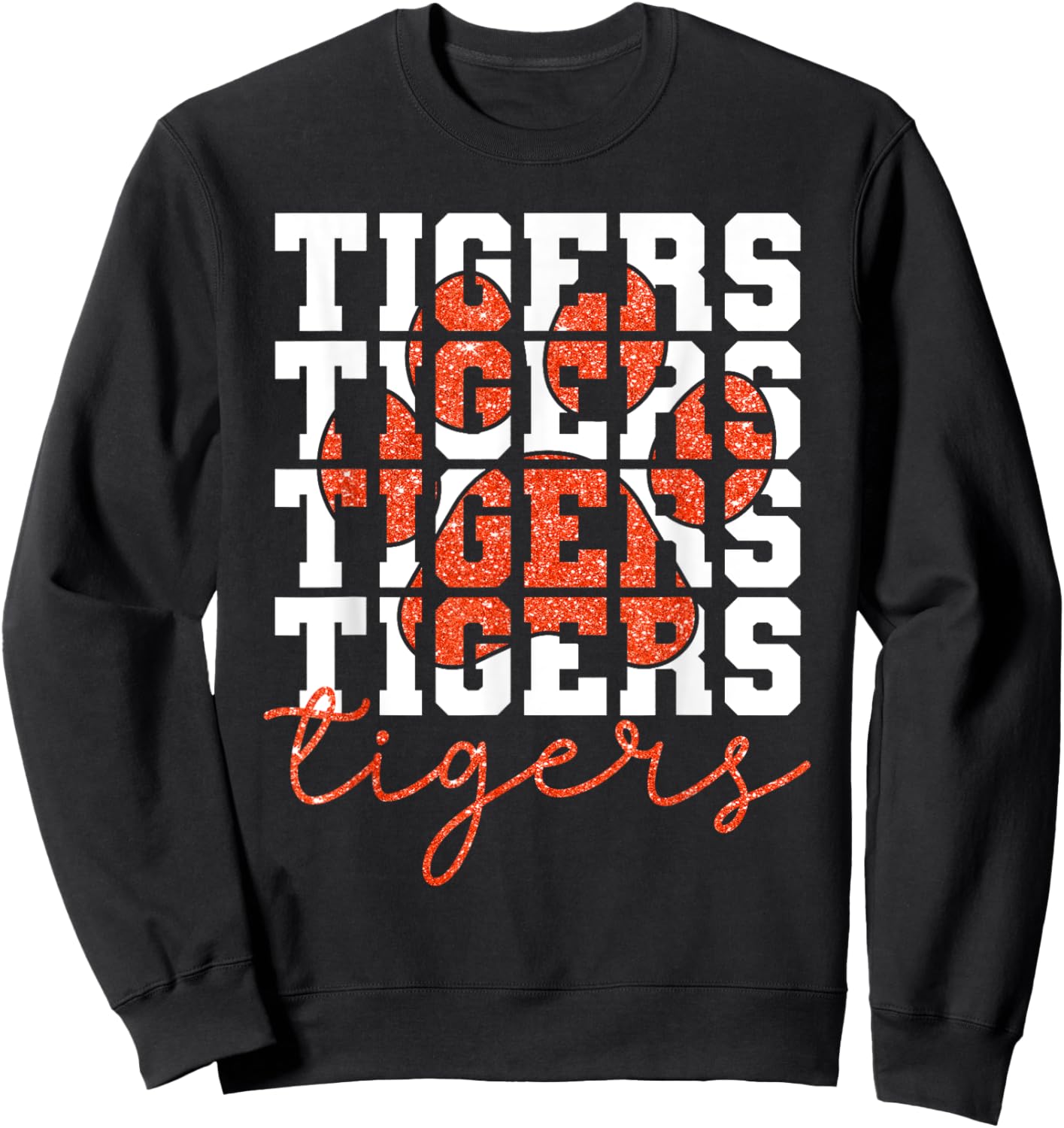 Vintage Tigers School Sports Name Spirit Back To School Sweatshirt - Sweatshirt | Black