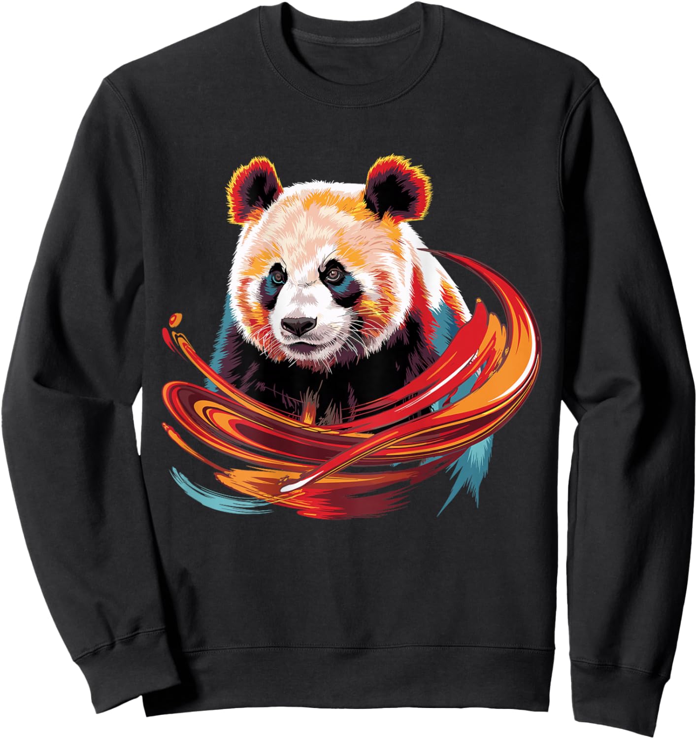 Watercolor Panda Bear Artistic Nature-Inspired Sweatshirt - Sweatshirt | Black