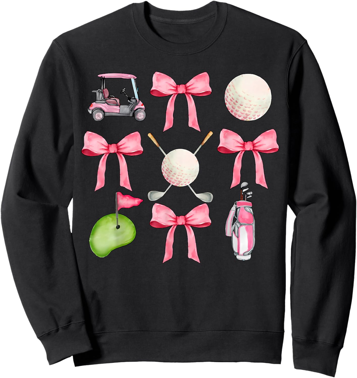 Golf Coquette Bow Golf Ball Mom Game Day Golfing Golfer Sweatshirt - Sweatshirt | Black