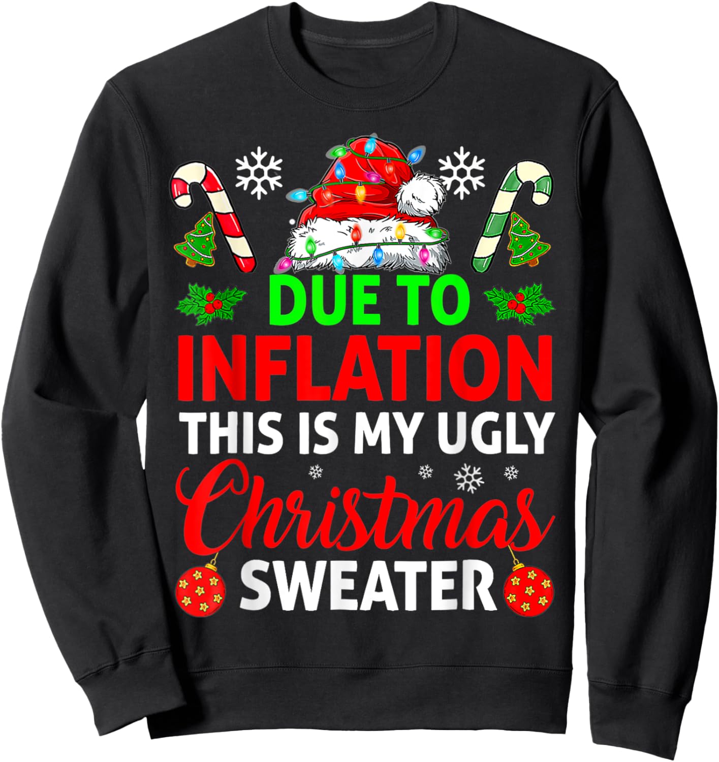Due To Inflation This Is My Ugly Sweater For Christmas Sweatshirt - Sweatshirt | Black