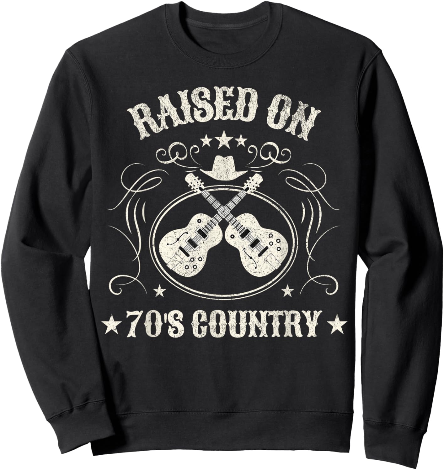Raised On 70's Country Music Lover Sweatshirt - Sweatshirt | Black