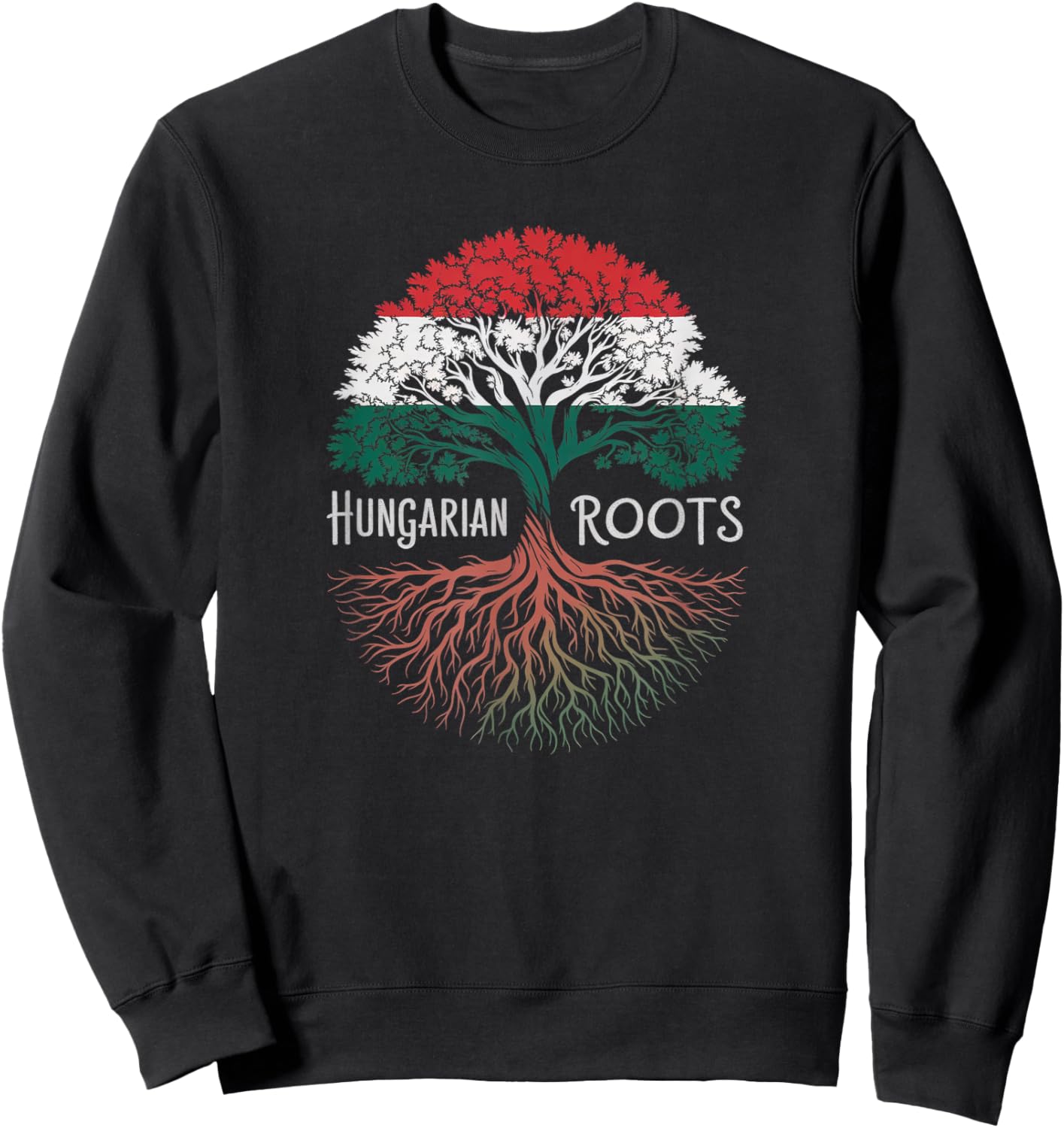 Hungarian Roots - Hungary Flag Colors Family Tree Souvenir Sweatshirt - Sweatshirt | Black